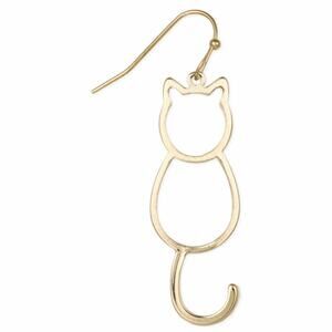 Sitting Kitty Cat Gold Cutout Cat Earrings